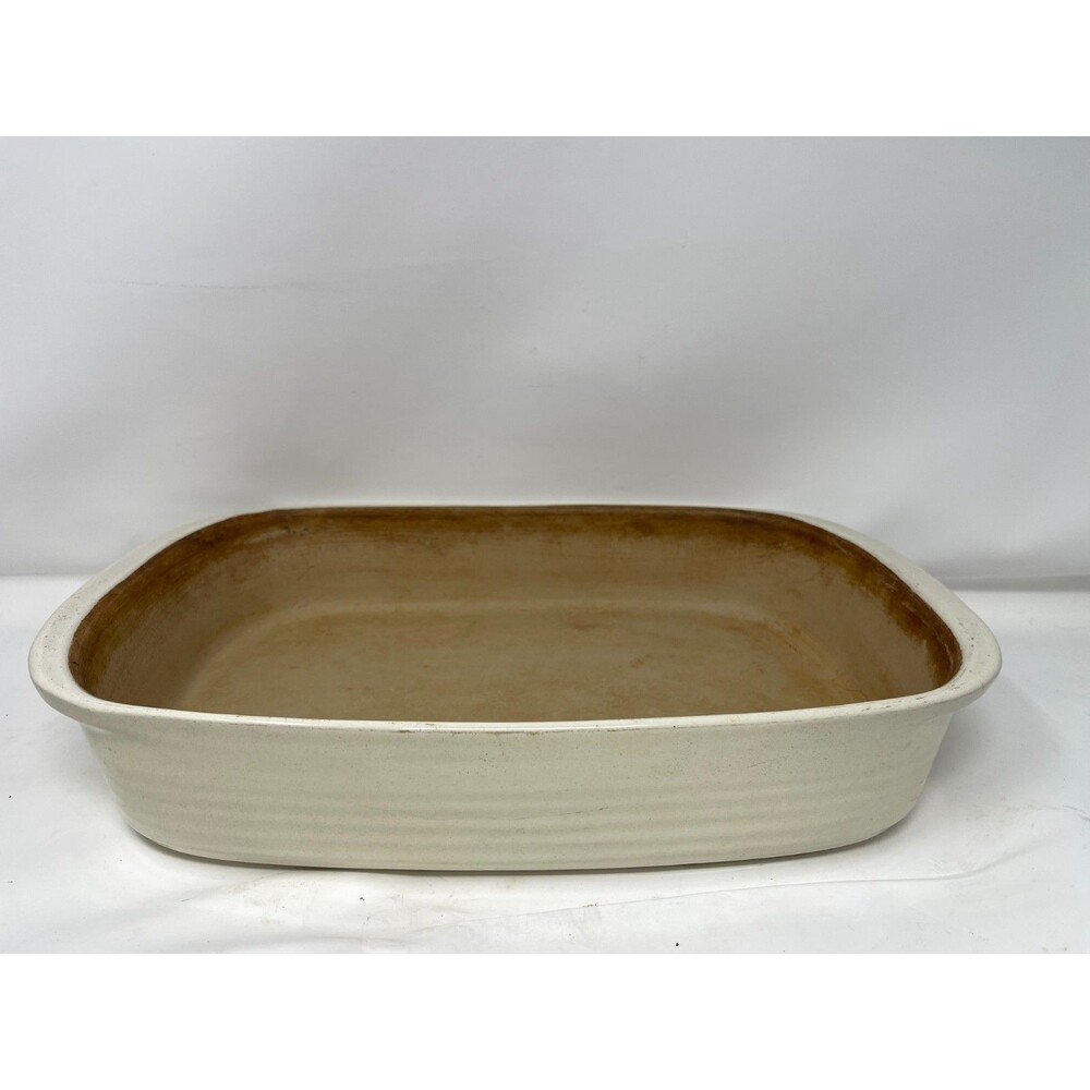 Pampered Chef Family Heritage 9x13 Stoneware White Glazed Casserol Dish